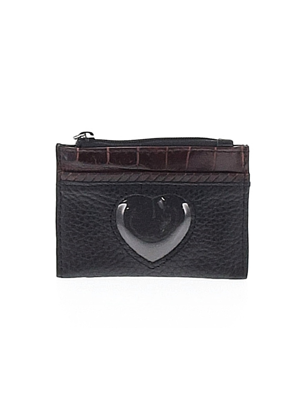 Brighton Black and Brown Heart Accent Leather Card Wallet